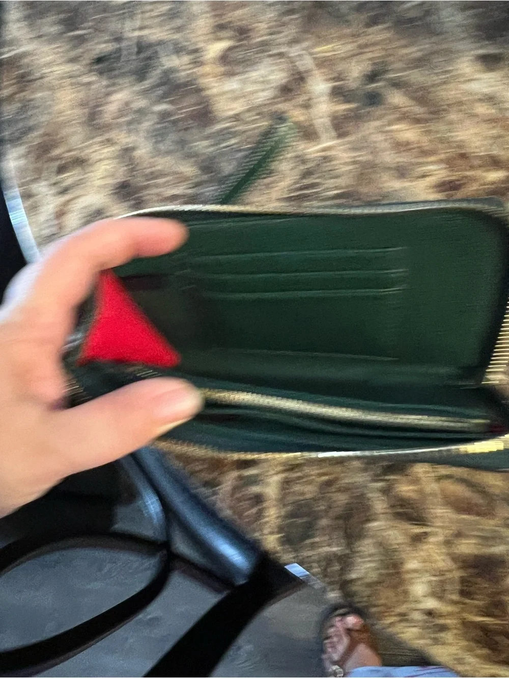 Dooney & Bourke Dark Green Zip Wristlet Wallet with Gold Plaque
